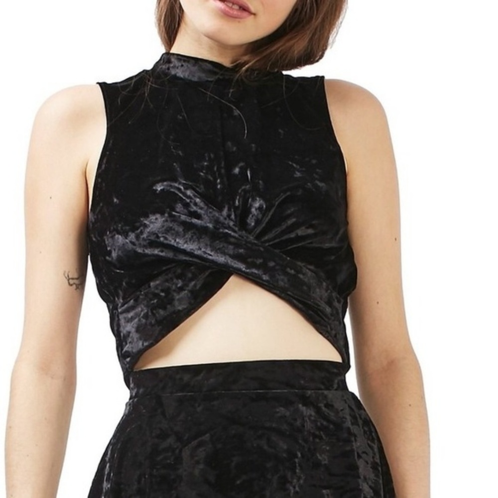 NWOT Top Shop Crushed Velvet Crop